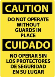 NMC - "Caution - Do Not Operate without Guards in Place", 20" Long x 14" Wide, Rigid Plastic Safety Sign - Rectangle, 0.05" Thick, Use for Accident Prevention - Makers Industrial Supply