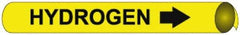 NMC - Pipe Marker with Hydrogen Legend and Arrow Graphic - 10 to 10" Pipe Outside Diam, Black on Yellow - Makers Industrial Supply