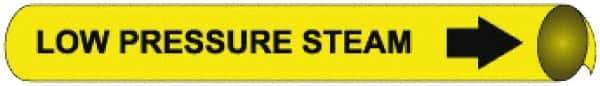 NMC - Pipe Marker with Low Pressure Steam Legend and Arrow Graphic - 4-5/8 to 5-7/8" Pipe Outside Diam, Black on Yellow - Makers Industrial Supply