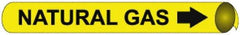 NMC - Pipe Marker with Natural Gas Legend and Arrow Graphic - 10 to 10" Pipe Outside Diam, Black on Yellow - Makers Industrial Supply