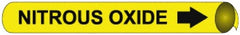 NMC - Pipe Marker with Nitrous Oxide Legend and Arrow Graphic - 10 to 10" Pipe Outside Diam, Black on Yellow - Makers Industrial Supply