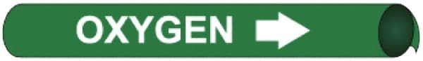 NMC - Pipe Marker with Oxygen Legend and Arrow Graphic - 8 to 10" Pipe Outside Diam, White on Green - Makers Industrial Supply