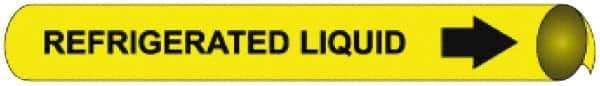 NMC - Pipe Marker with Refrigerated Liquid Legend and Arrow Graphic - 10 to 10" Pipe Outside Diam, Black on Yellow - Makers Industrial Supply