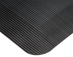 Wearwell - 3' Long x 2' Wide, Dry Environment, Anti-Fatigue Matting - Black, Vinyl with Vinyl Sponge Base, Beveled on 4 Sides - Makers Industrial Supply