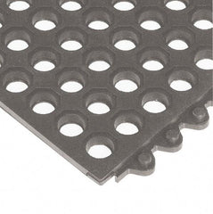 Wearwell - 3' Long x 3' Wide x 5/8" Thick, Anti-Fatigue Modular Matting Tiles - Black, For Dry & Wet Areas, Series 572 - Makers Industrial Supply