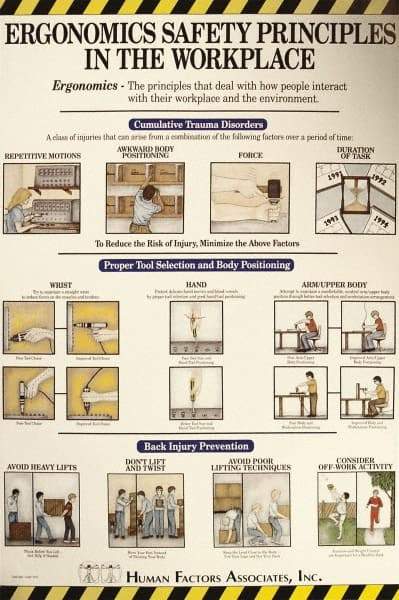 NMC - 24" Wide x 36" High Laminated Paper Ergonomics Information Poster - English - Makers Industrial Supply