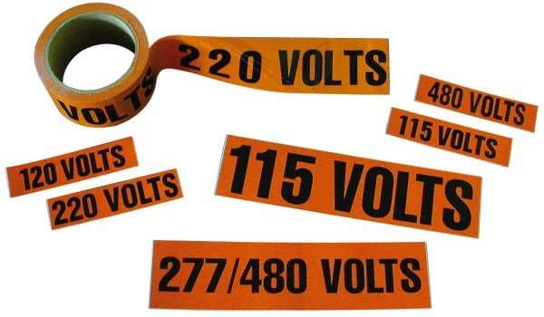 NMC - Electrical Markers Label - Legend: 460 Volts, English, Black & Orange, 9" Long x 2-1/4" High, Sign Muscle Finish - Makers Industrial Supply