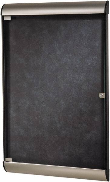 Ghent - 96" Wide x 47.13" High Enclosed Cork Bulletin Board - Natural Cork, Aluminum Frame - Makers Industrial Supply