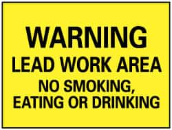 NMC - "Warning - Lead Work Area No Smoking, Eating", 10" Long x 14" Wide, Rigid Plastic Safety Sign - Rectangle, 0.05" Thick, Use for Accident Prevention - Makers Industrial Supply