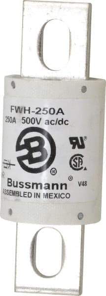 Cooper Bussmann - 500 VAC/VDC, 250 Amp, Fast-Acting Semiconductor/High Speed Fuse - Bolt-on Mount, 4-11/32" OAL, 200 (RMS Symmetrical), 50 at DC kA Rating, 1-1/2" Diam - Makers Industrial Supply