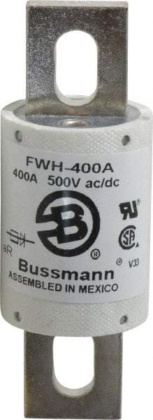 Cooper Bussmann - 500 VAC/VDC, 400 Amp, Fast-Acting Semiconductor/High Speed Fuse - Bolt-on Mount, 4-11/32" OAL, 200 (RMS Symmetrical), 50 at DC kA Rating, 1-1/2" Diam - Makers Industrial Supply