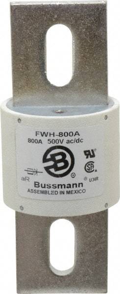 Cooper Bussmann - 500 VAC/VDC, 800 Amp, Fast-Acting Semiconductor/High Speed Fuse - Bolt-on Mount, 6-15/32" OAL, 200 (RMS Symmetrical), 50 at DC kA Rating, 2-1/2" Diam - Makers Industrial Supply