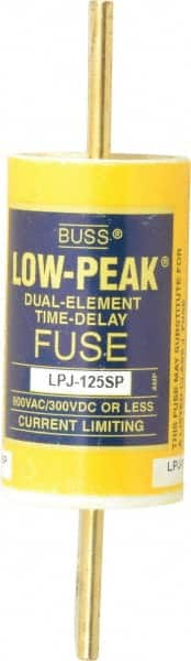 Cooper Bussmann - 300 VDC, 600 VAC, 125 Amp, Time Delay General Purpose Fuse - Bolt-on Mount, 5-3/4" OAL, 100 at DC, 300 at AC (RMS) kA Rating, 1-5/8" Diam - Makers Industrial Supply