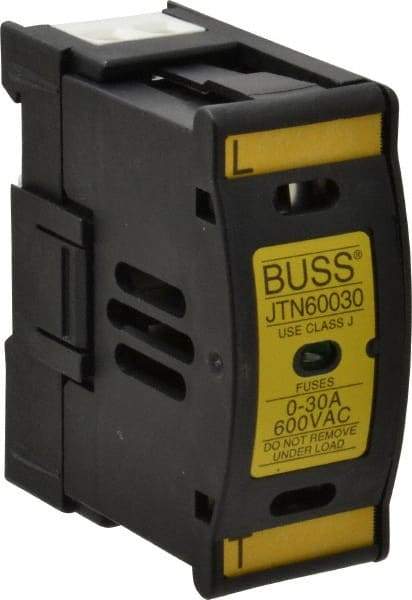 Cooper Bussmann - 1 Pole, 600 VAC/VDC, 30 Amp, DIN Rail Mount Fuse Holder - Compatible with J Class, 1.23 Inch Wide Fuse - Makers Industrial Supply