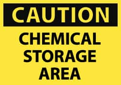 NMC - "Caution - Chemical Storage Area", 10" Long x 14" Wide, Rigid Plastic Safety Sign - Rectangle, 0.05" Thick, Use for Hazardous Materials - Makers Industrial Supply