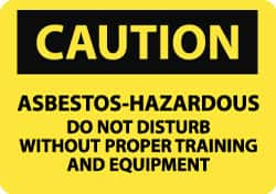 NMC - "Caution - Asbestos - Hazardous - Do Not Disturb without Proper Training and Equipment", 10" Long x 14" Wide, Rigid Plastic Safety Sign - Rectangle, 0.05" Thick, Use for Hazardous Materials - Makers Industrial Supply