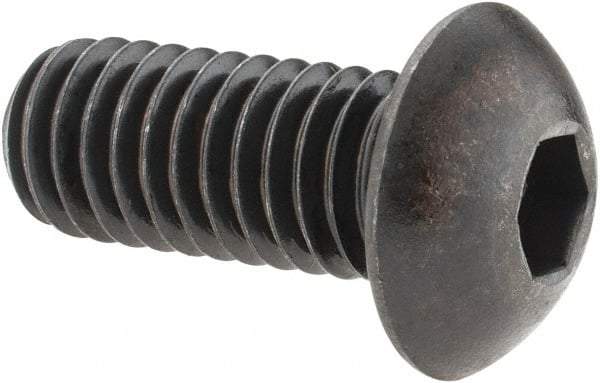 Holo-Krome - 3/8-16 UNC Hex Socket Drive, Button Screw - Alloy Steel, Black Oxide Finish, Fully Threaded, 7/8" Length Under Head - Makers Industrial Supply