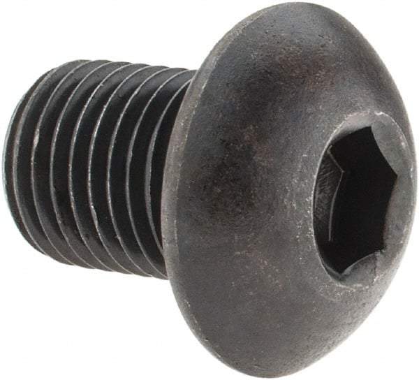 Holo-Krome - 3/8-24 UNF Hex Socket Drive, Button Screw - Alloy Steel, Black Oxide Finish, Fully Threaded, 1/2" Length Under Head - Makers Industrial Supply