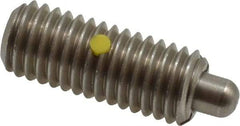 Gibraltar - 1/2-13, 1-1/4" Thread Length, 1/4" Plunger Projection, Stainless Steel Threaded Spring Plunger - 1/4" Max Plunger Diam, 1-1/4" Plunger Length, 2.7 Lb Init End Force, 9.3 Lb Final End Force - Makers Industrial Supply