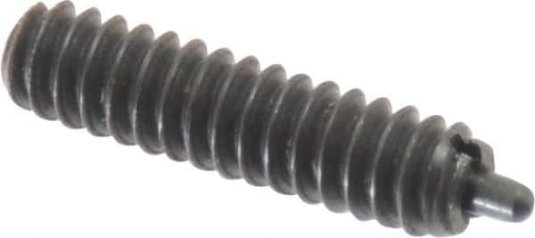 Gibraltar - 6-32, 17/32" Thread Length, 1/16" Plunger Projection, Steel Threaded Spring Plunger - 0.045" Max Plunger Diam, 17/32" Plunger Length, 0.5 Lb Init End Force, 1.5 Lb Final End Force - Makers Industrial Supply