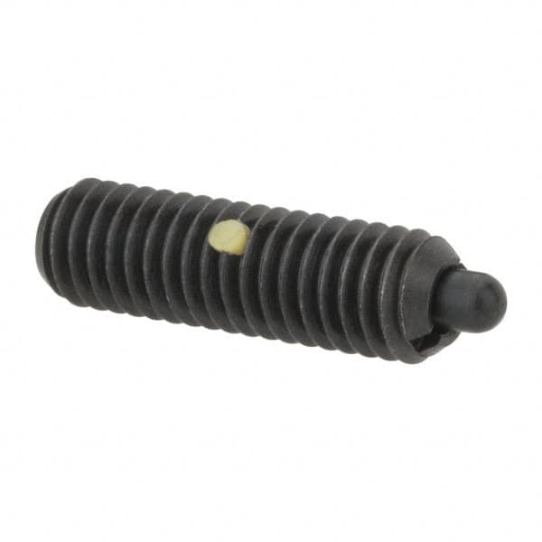 Gibraltar - M6 x 1.0, 0.787" Thread Length, 0.098" Plunger Projection, Steel Threaded Spring Plunger - 0.106" Max Plunger Diam, 0.787" Plunger Length, 1.57 Lb Init End Force, 4.5 Lb Final End Force - Makers Industrial Supply