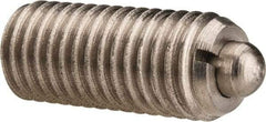 Gibraltar - M12 x 1.75, 1.102" Thread Length, 0.157" Plunger Projection, Stainless Steel Threaded Spring Plunger - 0.236" Max Plunger Diam, 1.102" Plunger Length, 2.25 Lb Init End Force, 12.36 Lb Final End Force - Makers Industrial Supply