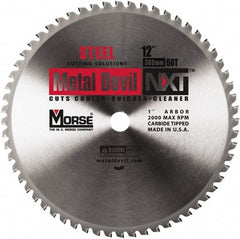 M.K. MORSE - 12" Diam, 1" Arbor Hole Diam, 60 Tooth Wet & Dry Cut Saw Blade - Steel, Standard Round Arbor - Makers Industrial Supply