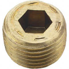 Holo-Krome - 1/2-14, 17/32" OAL, Brass Socket Pressure Plug - 7/8" Taper per Foot, 3/8" Hex Key - Makers Industrial Supply