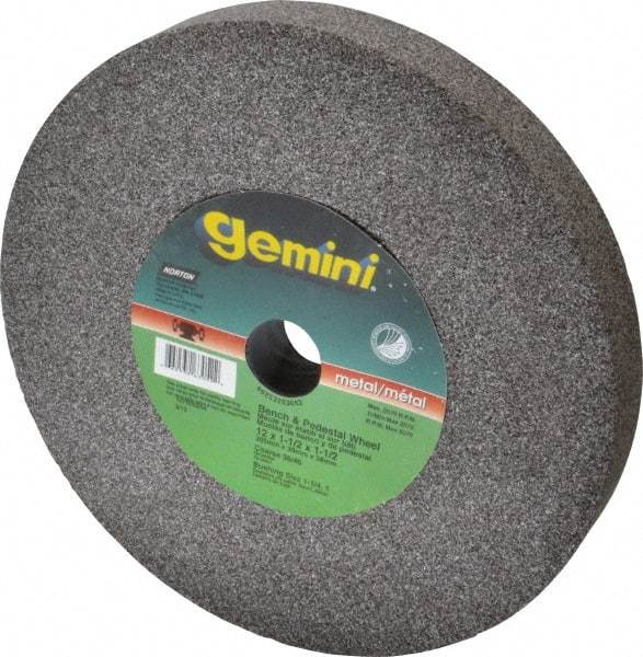 Norton - 36 Grit Aluminum Oxide Bench & Pedestal Grinding Wheel - 12" Diam x 1-1/2" Hole x 1-1/2" Thick, 2070 Max RPM, Very Coarse Grade - Makers Industrial Supply