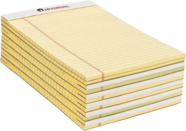 UNIVERSAL - 50 Sheet, 5 x 8", Perforated Style Ruled Pads - Canary - Makers Industrial Supply