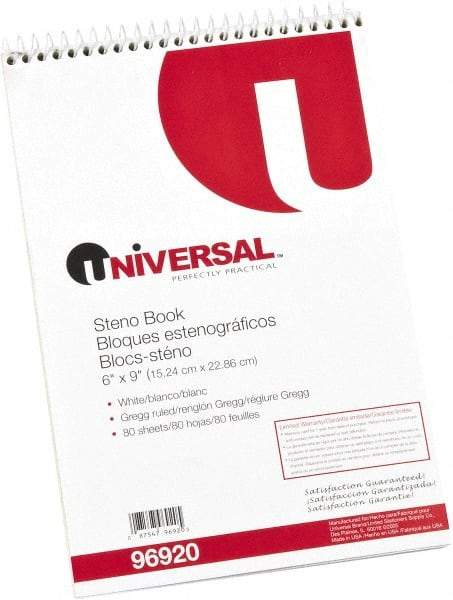 UNIVERSAL - 80 Sheet, 6 x 9", Steno Book - White - Makers Industrial Supply