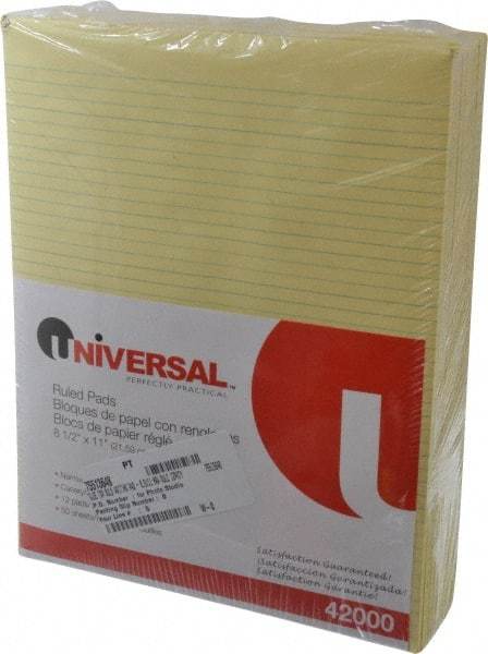 UNIVERSAL - 50 Sheet, 8-1/2 x 11", Glue Top Ruled Writing Pad - Canary - Makers Industrial Supply