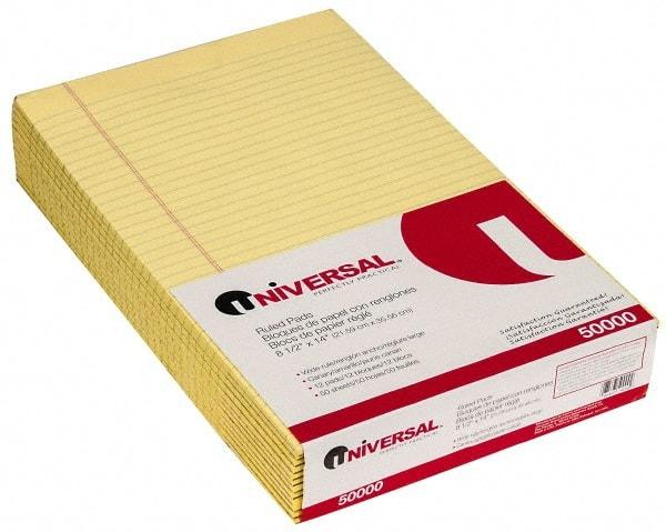 UNIVERSAL - 50 Sheet, 8-1/2 x 14", Glue Top Ruled Writing Pad - Canary - Makers Industrial Supply