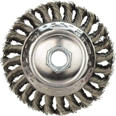 Milwaukee Tool - 4" OD, 5/8" Arbor Hole, Knotted Stainless Steel Wheel Brush - 3/8" Face Width, 3/4" Trim Length, 0.023" Filament Diam, 12,000 RPM - Makers Industrial Supply