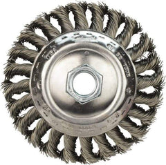 Milwaukee Tool - 4" OD, 5/8" Arbor Hole, Knotted Stainless Steel Wheel Brush - 1/2" Face Width, 3/4" Trim Length, 0.023" Filament Diam, 12,000 RPM - Makers Industrial Supply