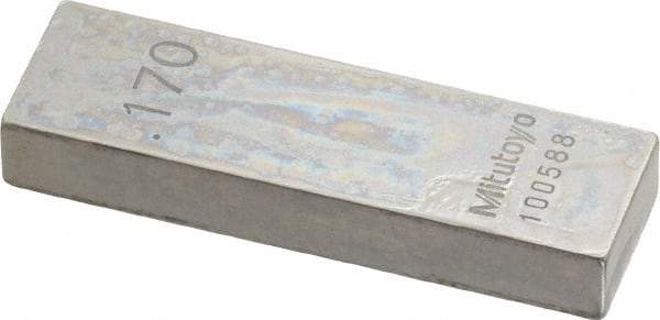 Mitutoyo - 0.17" Rectangular Steel Gage Block - Accuracy Grade 0, Includes Certificate of Inspection - Makers Industrial Supply