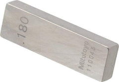 Mitutoyo - 0.18" Rectangular Steel Gage Block - Accuracy Grade 0, Includes Certificate of Inspection - Makers Industrial Supply