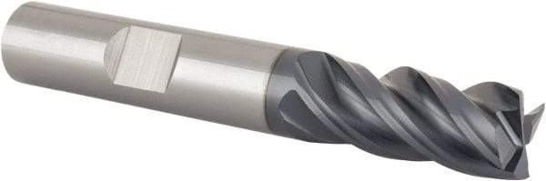 SGS - 3/8", 7/8" LOC, 3/8" Shank Diam, 2-1/2" OAL, 4 Flute, Solid Carbide Square End Mill - Single End, AlTiN Finish, Spiral Flute, Right Hand Cut, Right Hand Flute, Series Z1 - Makers Industrial Supply