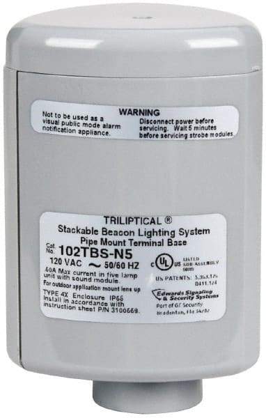 Edwards Signaling - Flashing and Steady, Stackable Tower Light Base Unit - 120 VAC, 0.60 Amp, IP54, IP65 Ingress Rating, 3R, 4X NEMA Rated, Pipe Mount - Makers Industrial Supply