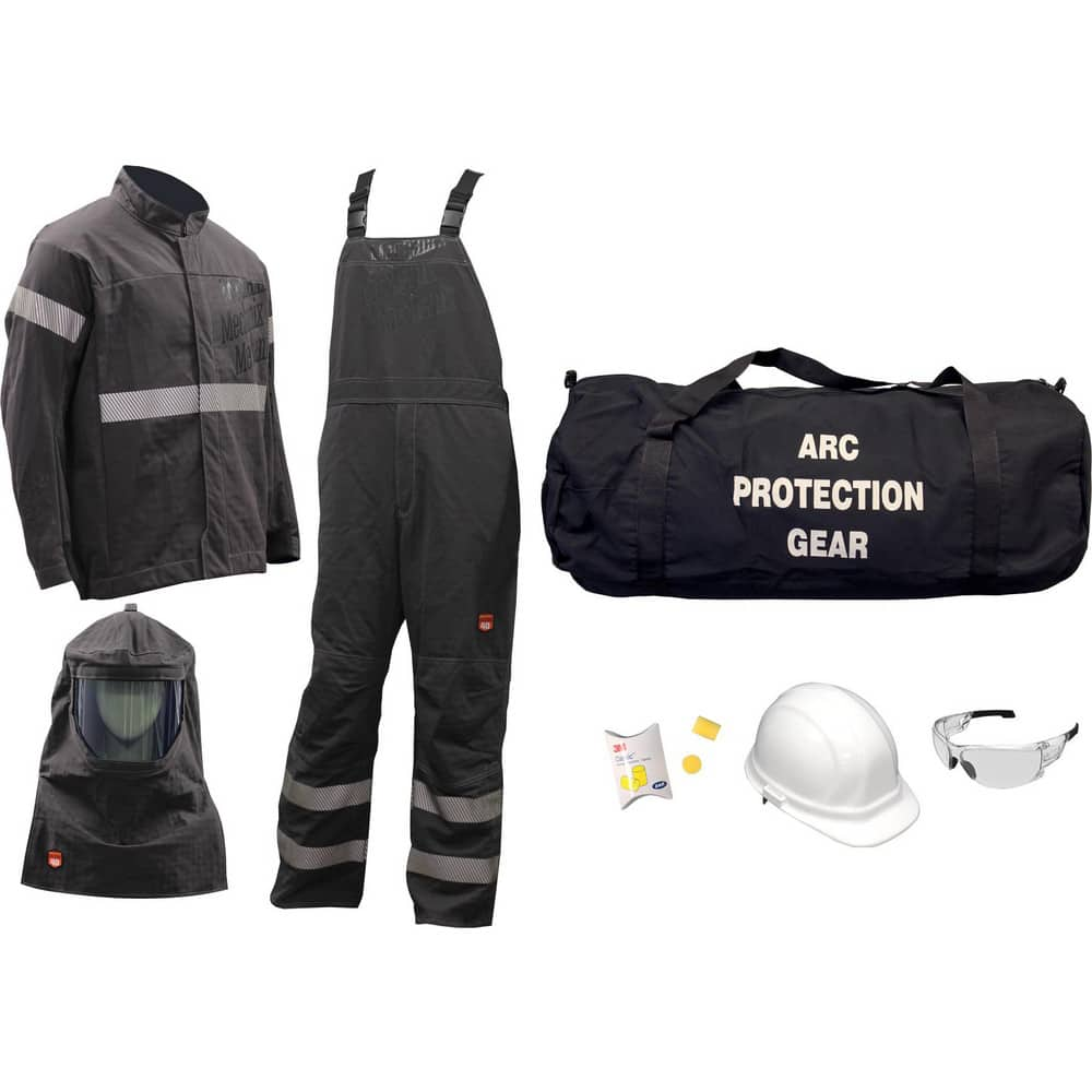 Size Medium, 9.2 Arc Flashing Clothing Kit Includes Premium Gore Pyrad Jacket and Bib, Hood, Face Shield, Bracket, Hard Cap, Ear Plugs, Safety Glasses & Gear Bag