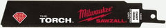 Milwaukee Tool - 6" Long, Steel Reciprocating Saw Blade - Straight Profile, Continuous Edge, Tang Shank - Makers Industrial Supply