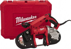 Milwaukee Tool - 120 Volt, Electric Handheld Bandsaw - 8 Ft. Cord Length, 3-1/4 Inch (Round) and 3-1/4 x 3-1/4 Inch (Rectangular) Depth of Cut, 200 and 360 SFPM, 7 Amp - Makers Industrial Supply