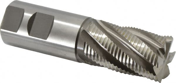 Accupro - 1-1/4" Diam, Fine Pitch, 2" LOC, 6 Flute Powdered Metal Corner Chamfer Roughing End Mill - Uncoated, 4-1/2" OAL, 1-1/4" Shank Diam, Single End, Centercutting, 30° Helix - Makers Industrial Supply