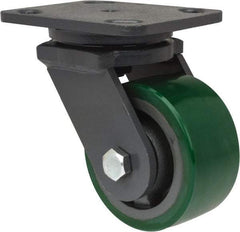 Hamilton - 4" Diam x 2" Wide x 5-5/8" OAH Top Plate Mount Swivel Caster - Polyurethane, 750 Lb Capacity, Precision Sealed Bearing, 4 x 5" Plate - Makers Industrial Supply