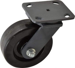 Hamilton - 6" Diam x 2" Wide x 7-1/2" OAH Top Plate Mount Swivel Caster - Phenolic, 1,200 Lb Capacity, Roller Bearing, 4 x 5" Plate - Makers Industrial Supply