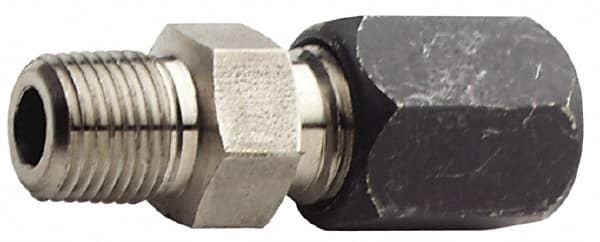 Made in USA - 2" OD, Grade 316Stainless Steel Male Connector - 2-3/4" Hex, Comp x MPT Ends - Makers Industrial Supply