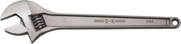 SK - 2-1/4" Jaw Capacity, 18" Standard Adjustable Wrench - Stainless Steel, Chrome Finish, 18" OAL - Makers Industrial Supply