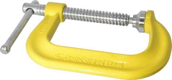 Gibraltar - Regular-Duty 4" Max Opening, 3-1/4" Throat Depth, Forged Steel Standard C-Clamp - 6,200 Lb Capacity, 0" Min Opening, Deep Throat - Makers Industrial Supply