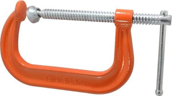 Gibraltar - Regular-Duty 6" Max Opening, 3-1/4" Throat Depth, Forged Steel Standard C-Clamp - 6,600 Lb Capacity, 0" Min Opening, Deep Throat - Makers Industrial Supply