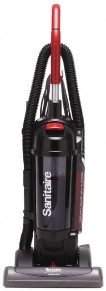 Sanitaire - Single Motor Bagless Heavy-Duty Upright Vacuum Cleaner - 15" Cleaning Width, 10" Amps, Comfort Hand Grip, Black - Makers Industrial Supply